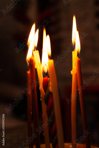 Burning yellow candles