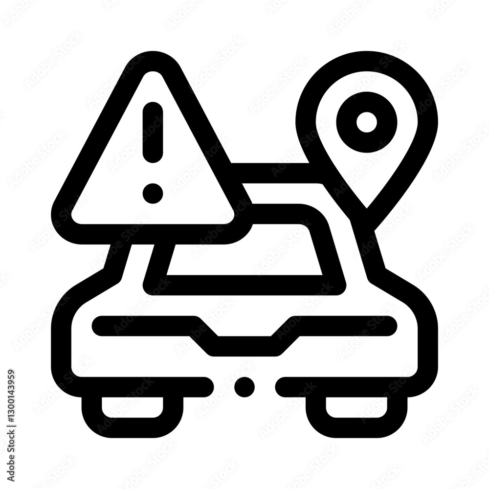 Car Route with Traffic Alerts line icon Car Route with Traffic Alerts line icon