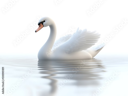 Elegant swan swimming gracefully in calm waters peaceful nature scene