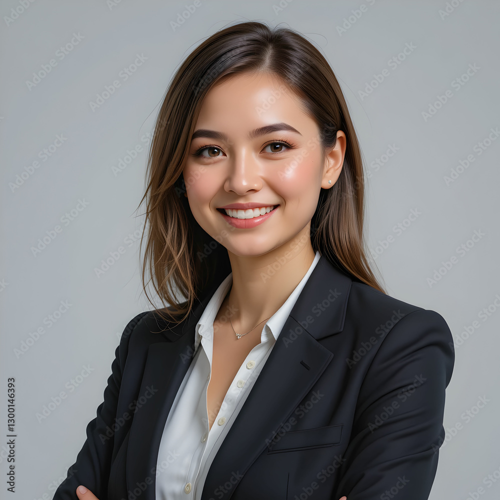 Smiling businesswoman in a suit, exuding confidence, isolated on a transparent background. Smiling businesswoman in a suit, exuding confidence, isolated on a transparent background.
