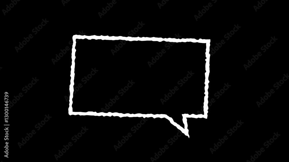 Hand-Drawn Chalkboard Speech Bubble Sketch Scribble Animation in 4K and HD for Messaging and Communication