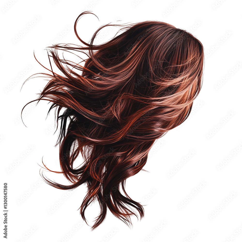 Naklejka premium Flowing hair isolated on transparent background for beauty design.