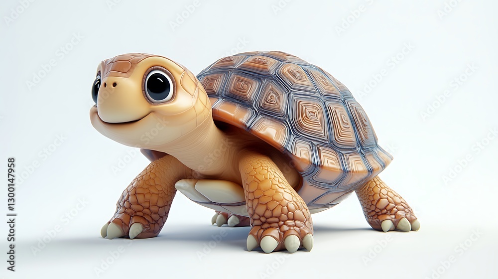 Obraz premium Playful cartoon turtle studio 3d model bright background close-up fun