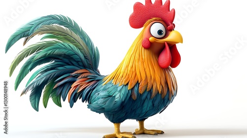 Wallpaper Mural Colorful cartoon rooster studio setting 3d animation playful mood Torontodigital.ca