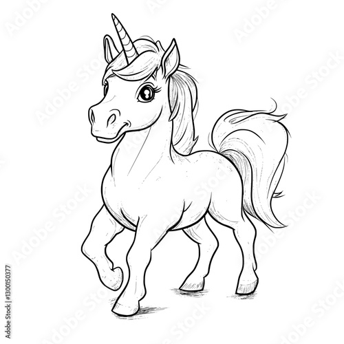 Magical Unicorn: A captivating illustration of a unicorn, showcasing its legendary beauty, grace, and enchantment in a sketch-like artwork style. 