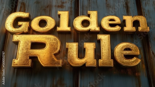 Golden rule typography design displayed against a rustic wooden background. Golden Rule Week
