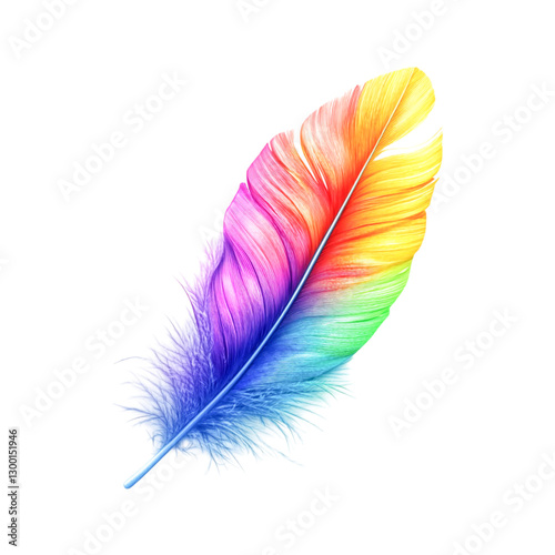 Vibrant Rainbow Feather Soaring Light and Color Magic