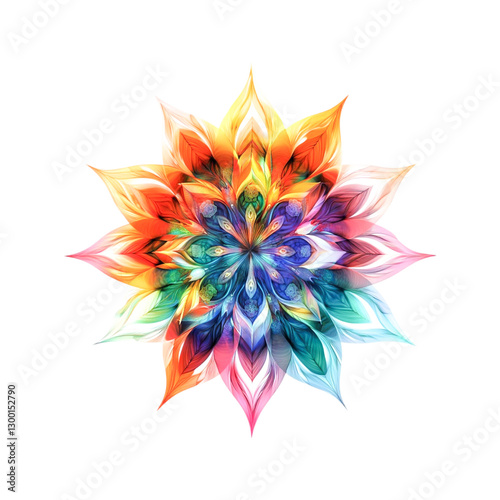 Vibrant Rainbow Mandala Flower radiating joy and serenity a captivating design