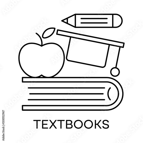 Textbooks – Stack of Books with an Apple Representing Academic Learning