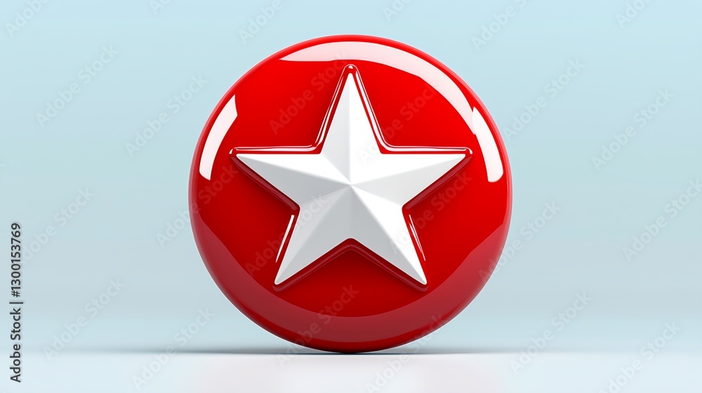 Red circular emblem with a white star on a pastel background Red circular emblem with a white star on a pastel background
