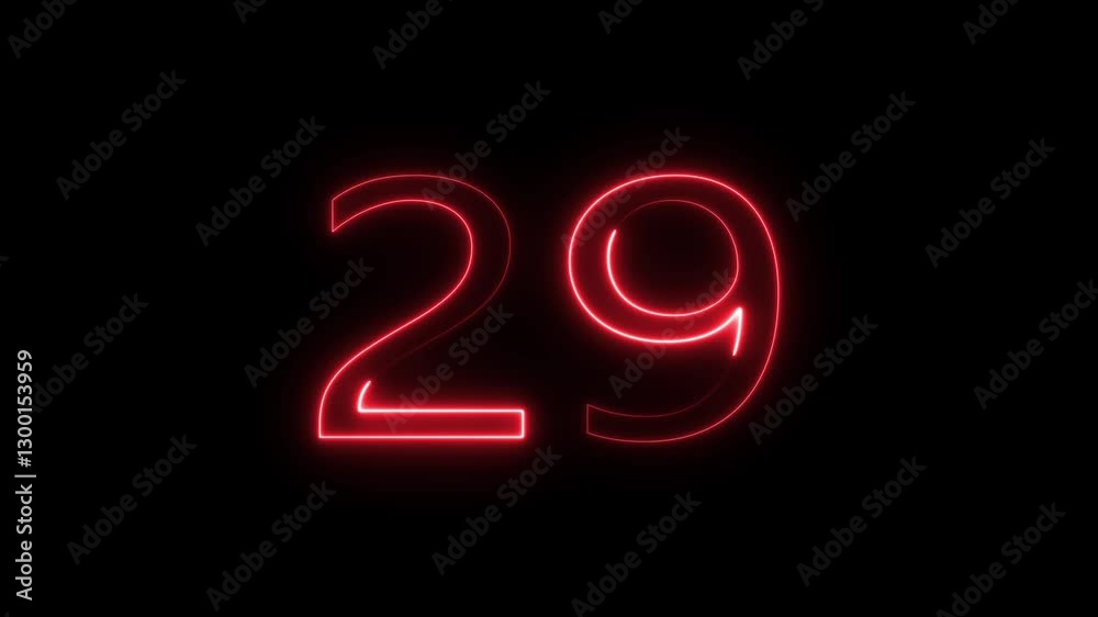 Abstract glowing neon text 29 number icon on black background Abstract glowing neon text 29 number icon on black background