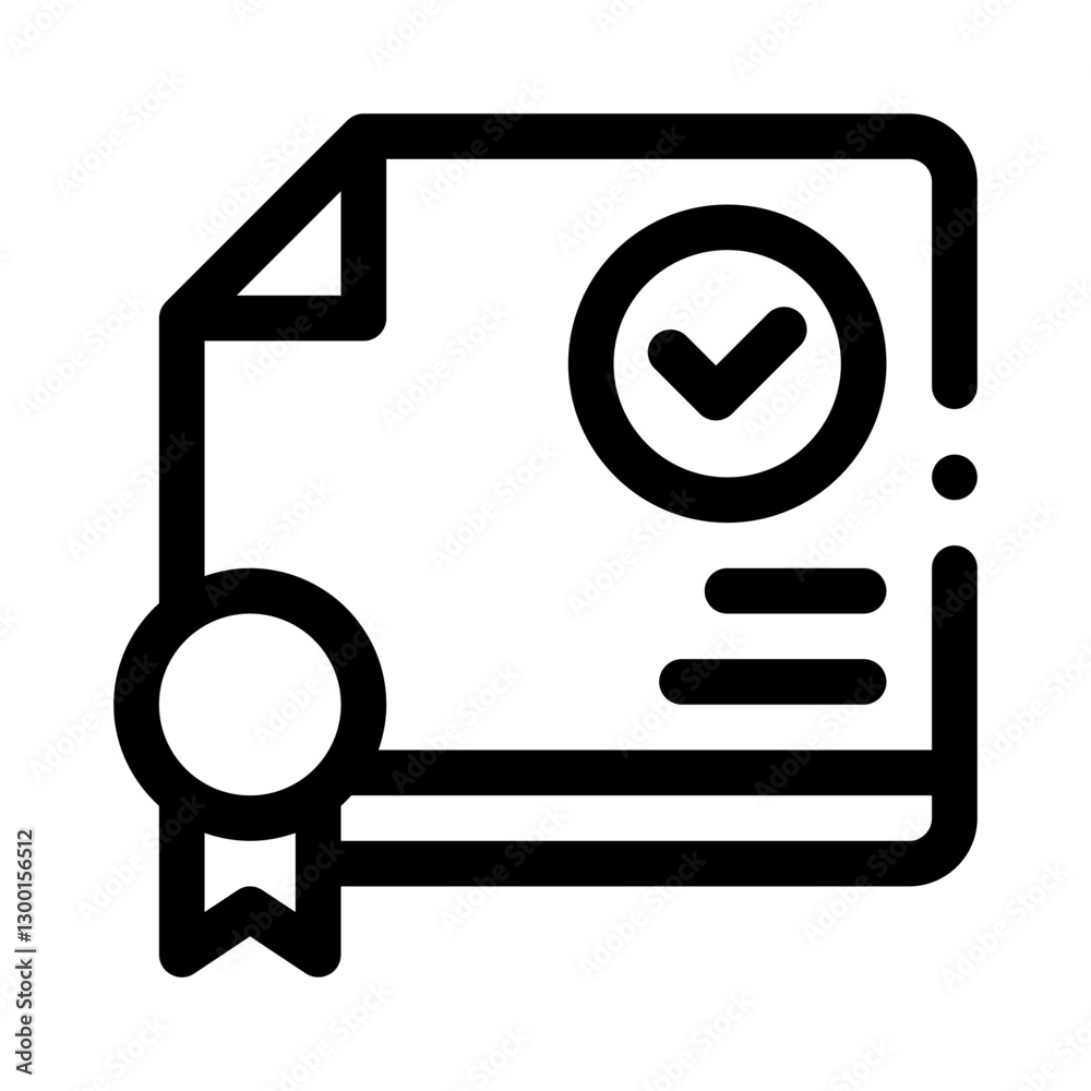 Patent Document & Approval Stamp line icon Patent Document & Approval Stamp line icon