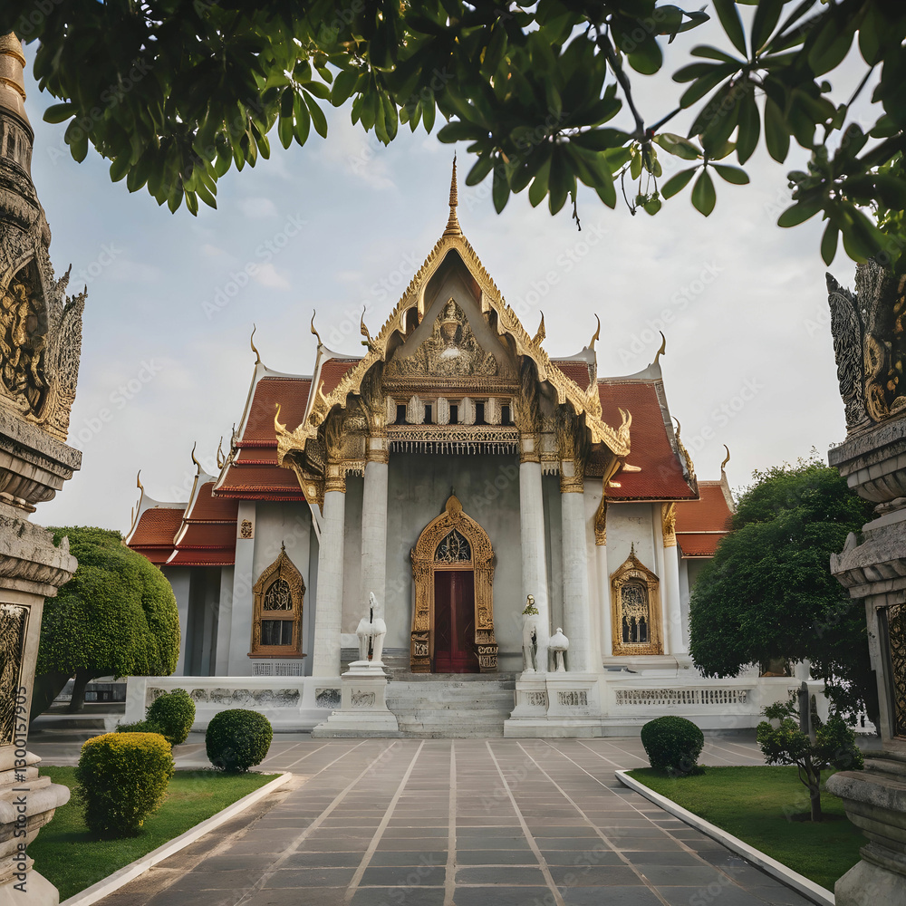 Wat Benchamabophit, also known as the Marble Temple in Bangkok, Thailand, Wat Benchamabophit, also known as the Marble Temple in Bangkok, Thailand,