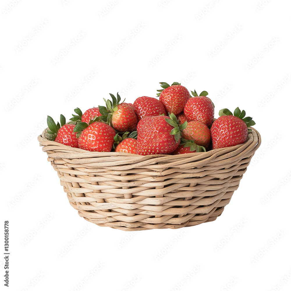 Juicy strawberries arranged in a rustic basket Juicy strawberries arranged in a rustic basket