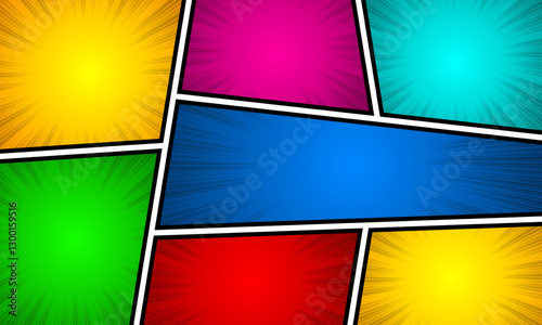 Colorful scene comic background. vector illustration