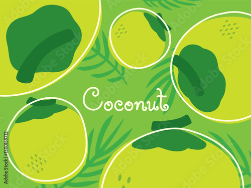 Coconut drawing, Fruit hand drawn, vector illustration.