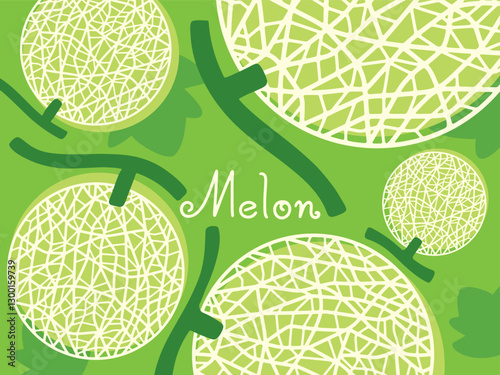 Melon drawing, Fruit hand drawn, vector illustration.