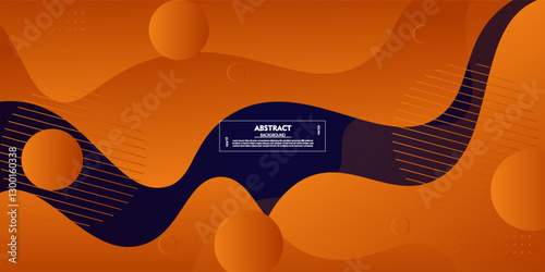 Modern dark blue orange geometric business banner design. creative banner design with wave shapes and lines for template. Simple horizontal banner. Eps10 vector