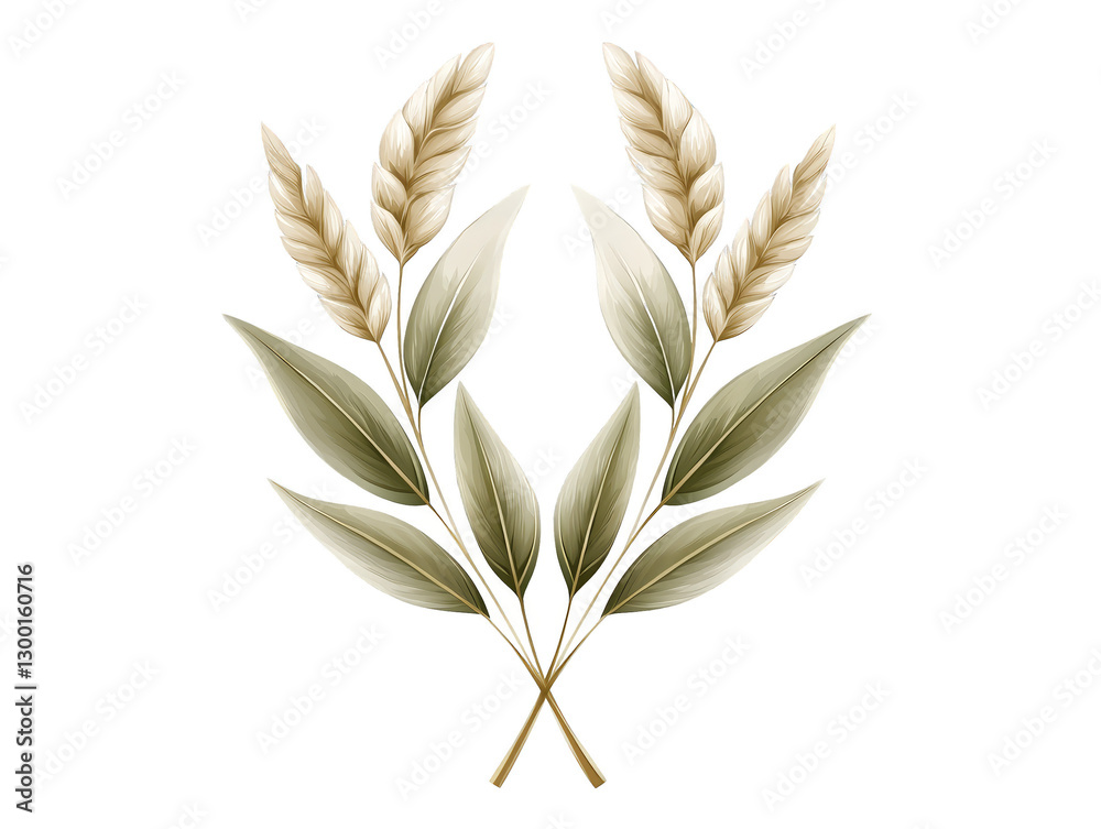 Golden wheat stalks on rustic plaid cloth, a beautiful autumn harvest background for fall designs Golden wheat stalks on rustic plaid cloth, a beautiful autumn harvest background for fall designs