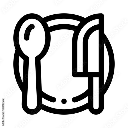 Fork & Knife on a Plate line icon