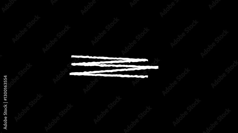 Abstract Scribble Hatch Lines Hand-Drawn Chalk Sketch  Animation on Black Background in 4K and HD for Underlining and Emphasis