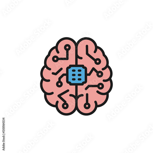 Illustration of chip installed in brain