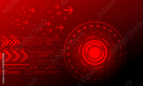 red circuit circles lines with arrows shapes cyberspace abstract high technology background