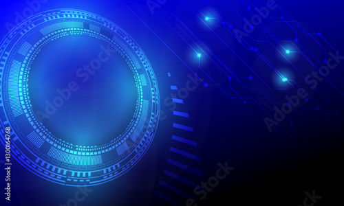 blue circles circuit with lines connection circuit abstract high technology background