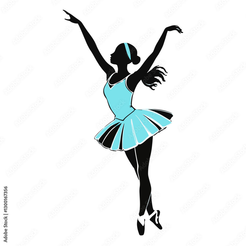 Clip Art Silhouette of an Elegant ballet dancer in a soaring pose against a minimalist background Clip Art Silhouette of an Elegant ballet dancer in a soaring pose against a minimalist background