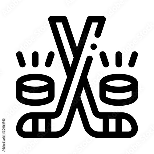 Photography Hockey Stick & Puck line icon