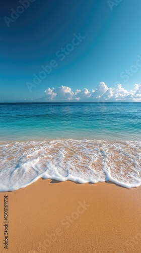 Waves crashing on sandy beach coastal paradise nature photography tranquil viewpoint relaxation concept