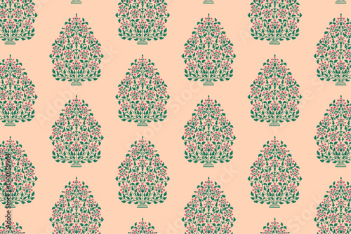 Seamless ethnic Floral pattern background , mughal motif , vector illustration design.