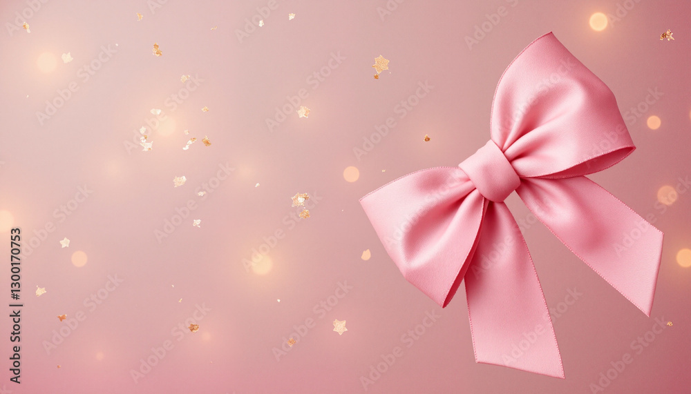 Giant pink ribbon with bow floating against pastel sky, symbol of elegance for Women’s Day Giant pink ribbon with bow floating against pastel sky, symbol of elegance for Women’s Day