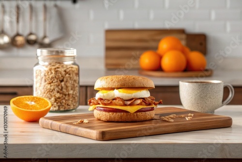  Egg McMuffin Breakfast with a cup of coffee in the background