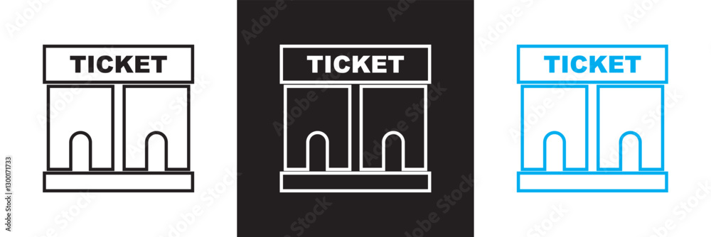 Ticket office icon. Isolated on white and black background. Vector illustration. EPS 10 Ticket office icon. Isolated on white and black background. Vector illustration. EPS 10