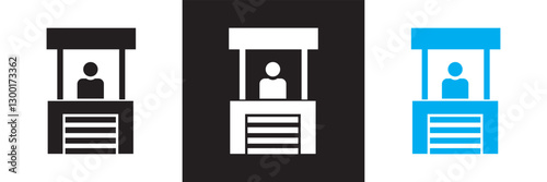 Ticket office icon. Isolated on white and black background. Vector illustration. EPS 10