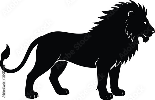 lion black silhouette icon vector