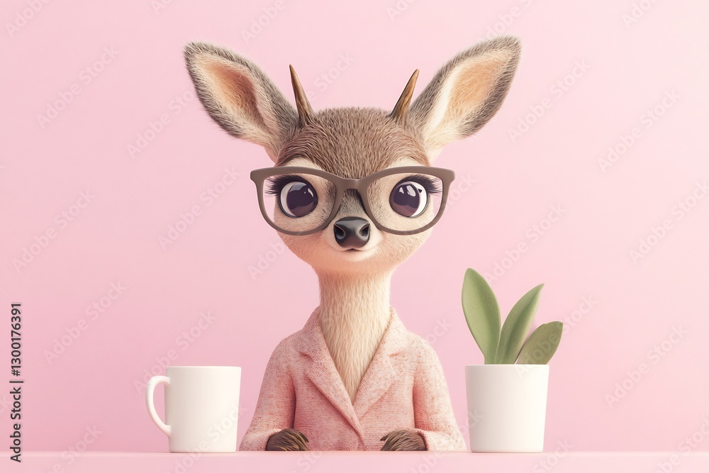 Fototapeta premium Elegant deer assisting client in office