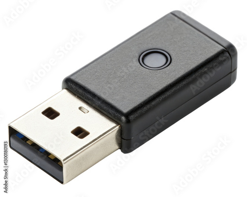 Black USB adapter on a transparent background