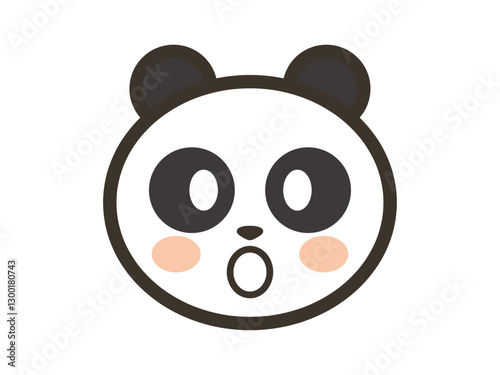 びっくり驚くかわいいパンダの顔のアイコンイラスト