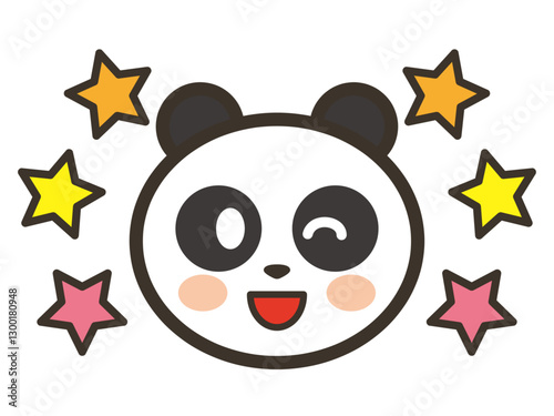 笑顔のかわいいパンダと星のアイコンイラスト