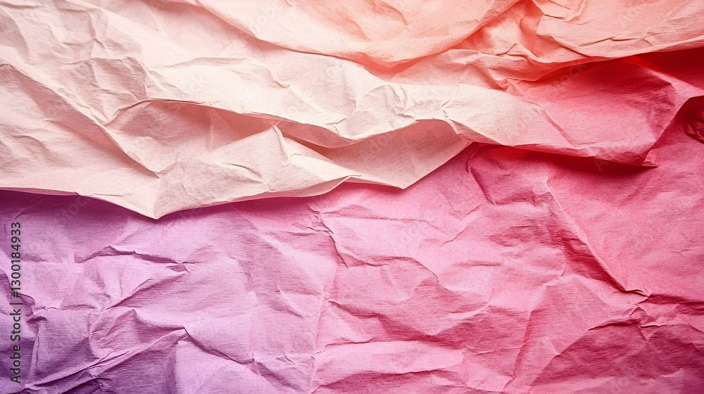 Crinkled pastel paper, ombre color gradient, flat lay, abstract background Crinkled pastel paper, ombre color gradient, flat lay, abstract background