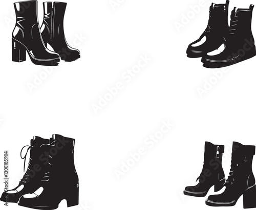 silhouette of clean vector of ankle boots isolated