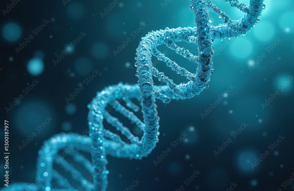 Close-up of DNA molecule in turquoise color. Deoxyribonucleic acid structure, genetic modification, biotech research, genome sequencing, biomedical tech, molecular biology, vaccine development, Close-up of DNA molecule in turquoise color. Deoxyribonucleic acid structure, genetic modification, biotech research, genome sequencing, biomedical tech, molecular biology, vaccine development,