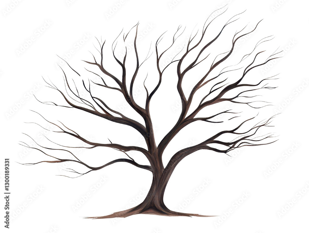 Fototapeta premium leafless tree with intricate branches on transparency background