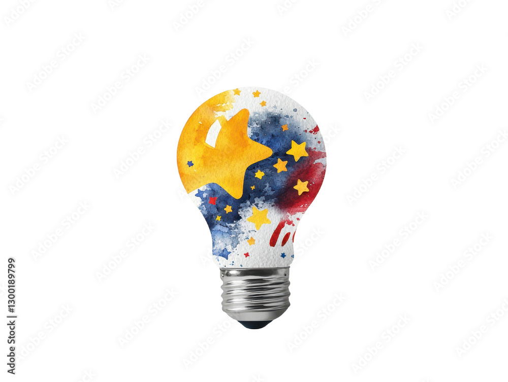 light bulb with colorful star patterns and abstract design light bulb with colorful star patterns and abstract design