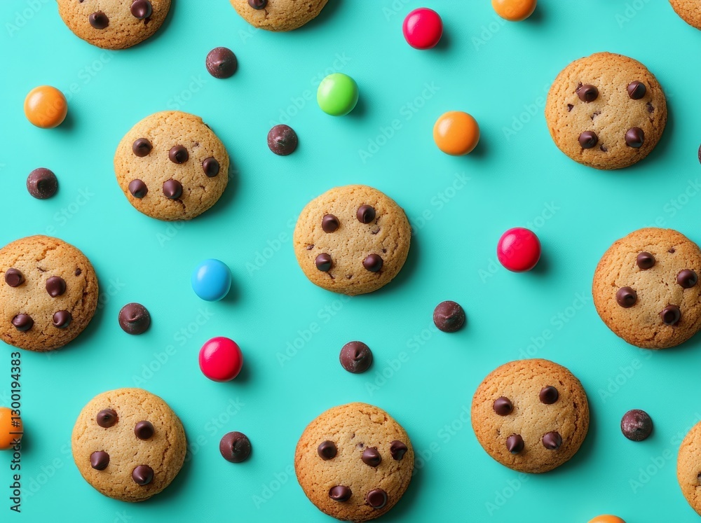Cookie-themed panoramic wallpaper, digitally tiled and offered as stock Cookie-themed panoramic wallpaper, digitally tiled and offered as stock
