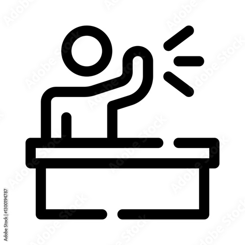 Student Raising Hand for Help line icon