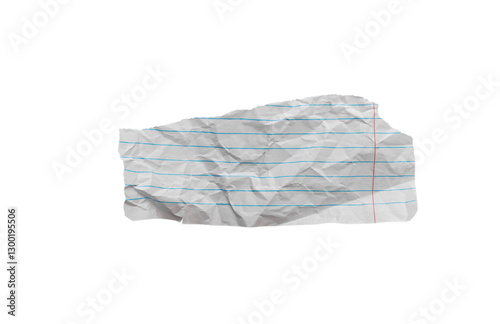 Wrinkled or crumpled lined white paper texture used as a white paper background texture in a design.