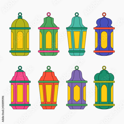 Colorful Lantern Decorative Illustration Vector